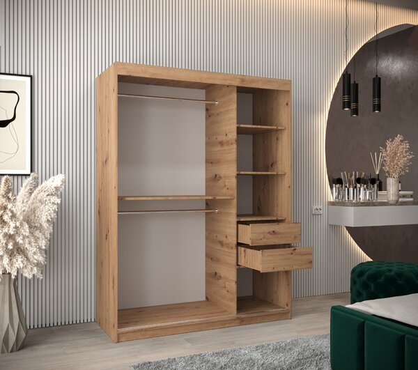 Šatní skříň 150 cm Mokka (dub artisan). Akce -21%
