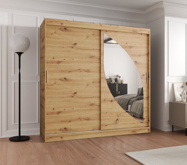 Šatní skříň 200 cm Milain (dub artisan). Akce -20%