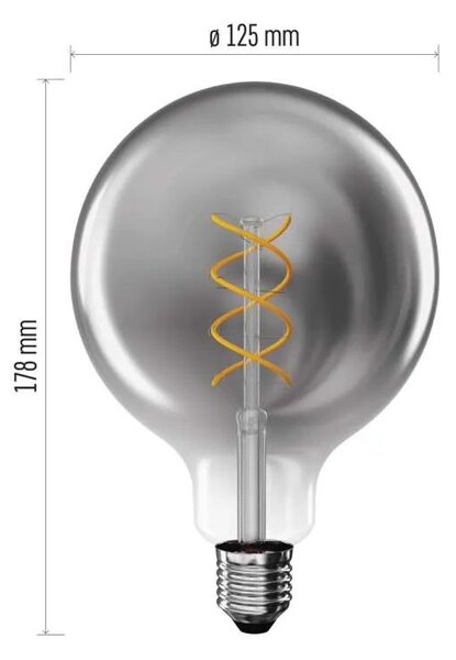 EMOS LED žárovka Filament kouřová G125 4,5W E27 Z58311