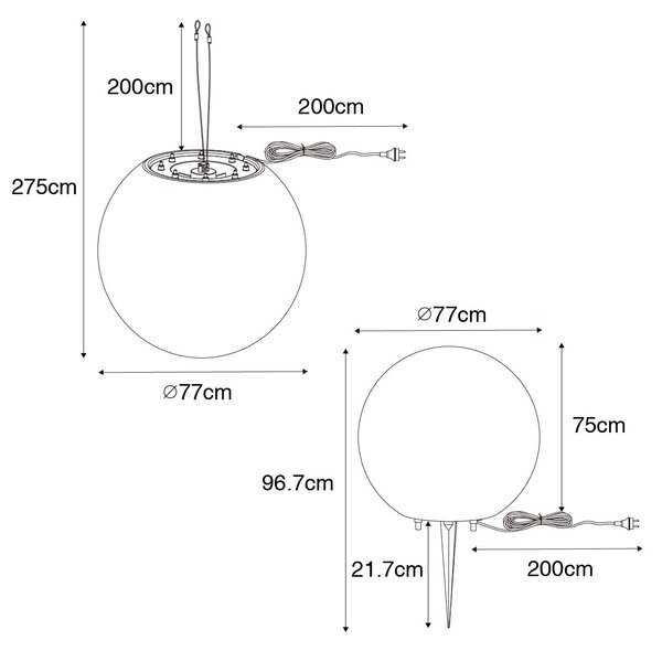 Moderní venkovní lampa bílá 77 cm IP65 - Nura