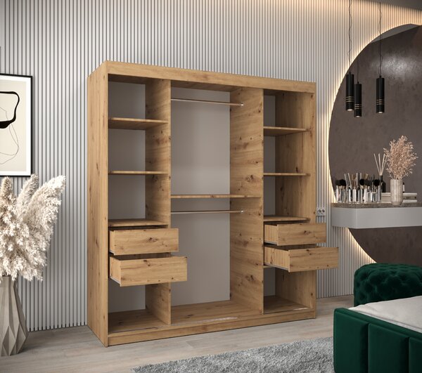 Šatní skříň 180 cm Mokka (dub artisan). Akce -20%