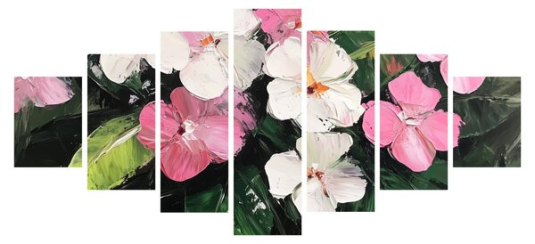 Obraz - Růžové a bílé květy (210x100 cm)