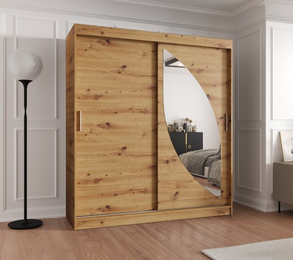 Šatní skříň 180 cm Milain (dub artisan). Akce -20%
