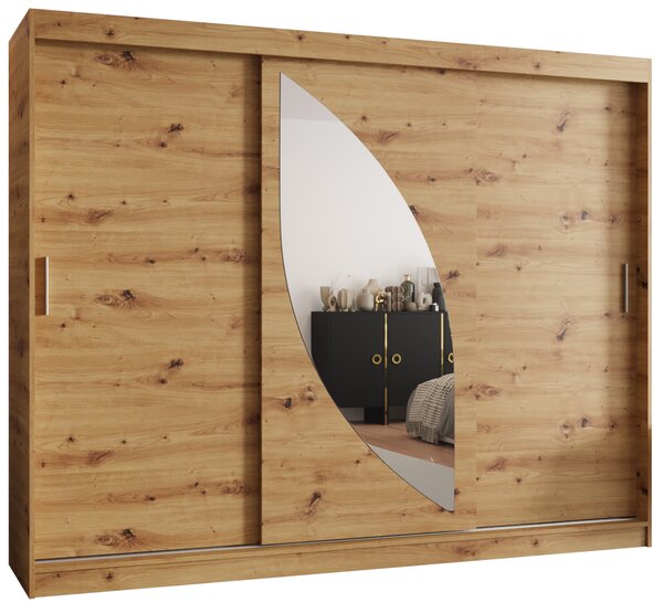Šatní skříň 250 cm Milain (dub artisan). Akce -21%