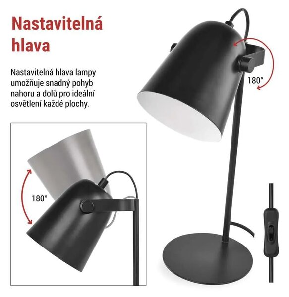 EMOS Černá stolní lampa Nina pro žárovku E27 Z7642B