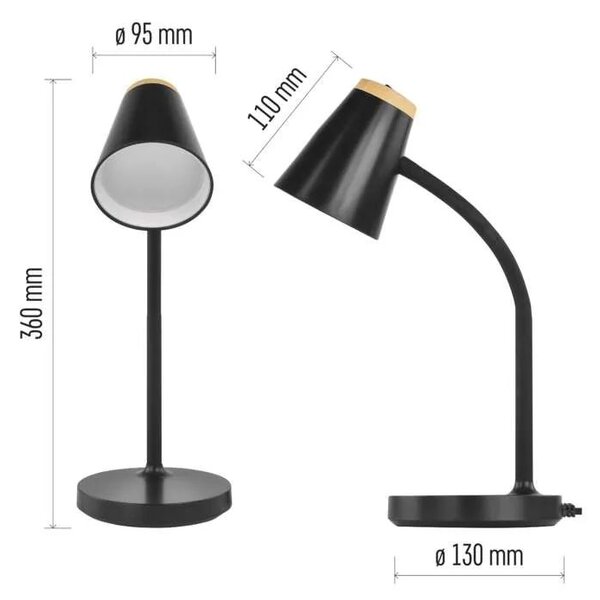 EMOS Černá LED stolní lampička Tara 4,5W Z7641B
