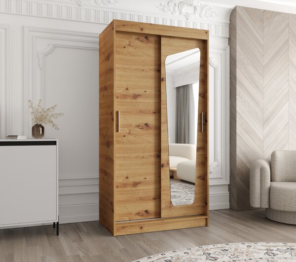 Šatní skříň 100 cm Mokka (dub artisan). Akce -21%