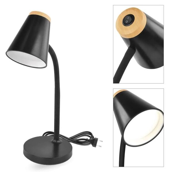 EMOS Černá LED stolní lampička Tara 4,5W Z7641B