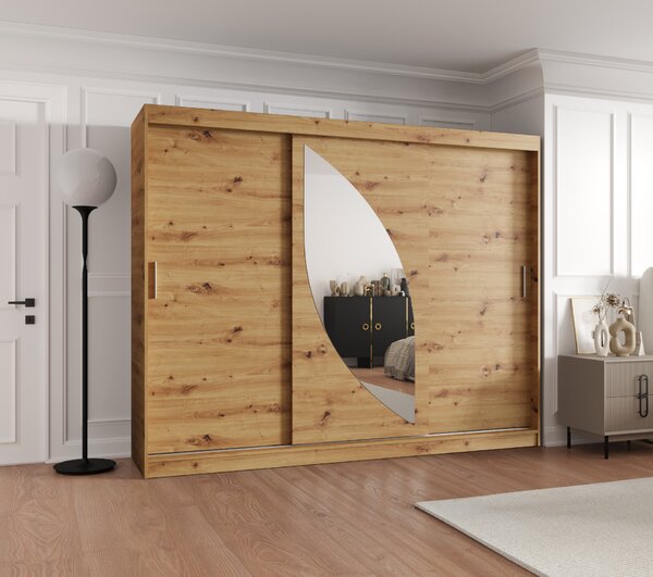 Šatní skříň 250 cm Milain (dub artisan). Akce -21%