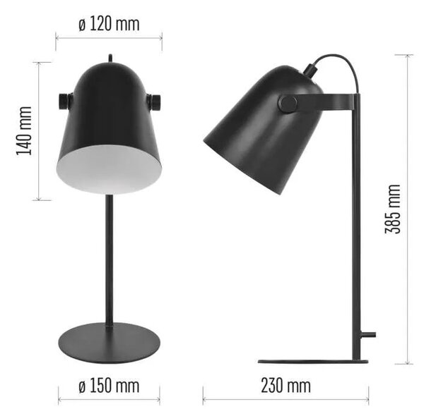 EMOS Černá stolní lampa Nina pro žárovku E27 Z7642B
