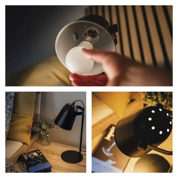EMOS Černá stolní lampa Nina pro žárovku E27 Z7642B