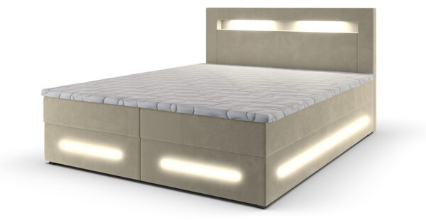 Čalouněná postel boxspring MINOR + topper, 140x200, monolith 02