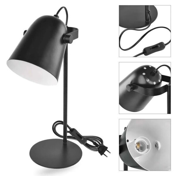 EMOS Černá stolní lampa Nina pro žárovku E27 Z7642B