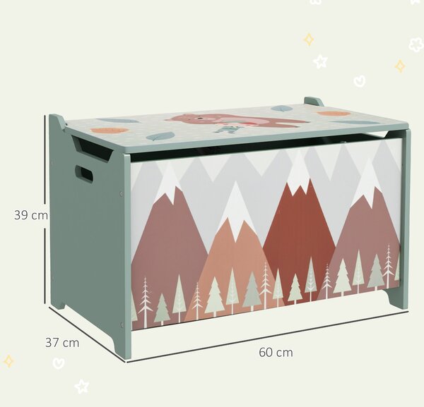 Úložná krabice ZONEKIZ s úložným prostorem, dětská box na hračky s bezpečnostním pantem, box na hračky s roztomilým designem zvířátek, madlo, úložný p