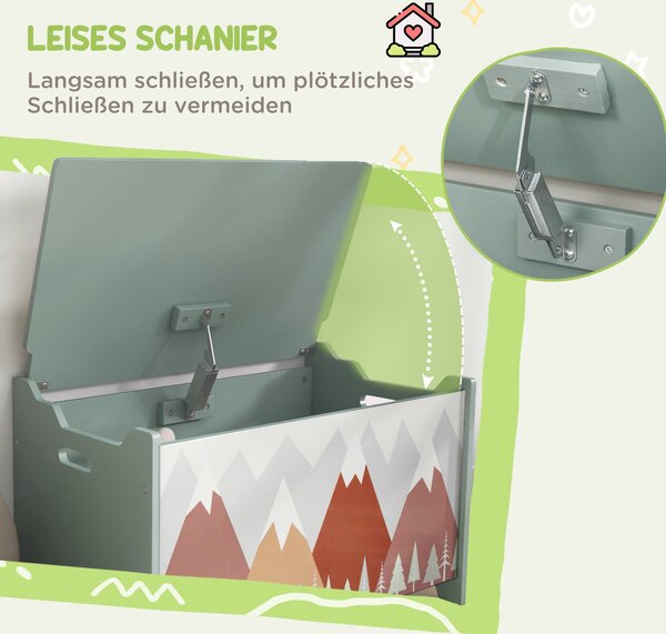 Úložná krabice ZONEKIZ s úložným prostorem, dětská box na hračky s bezpečnostním pantem, box na hračky s roztomilým designem zvířátek, madlo, úložný p