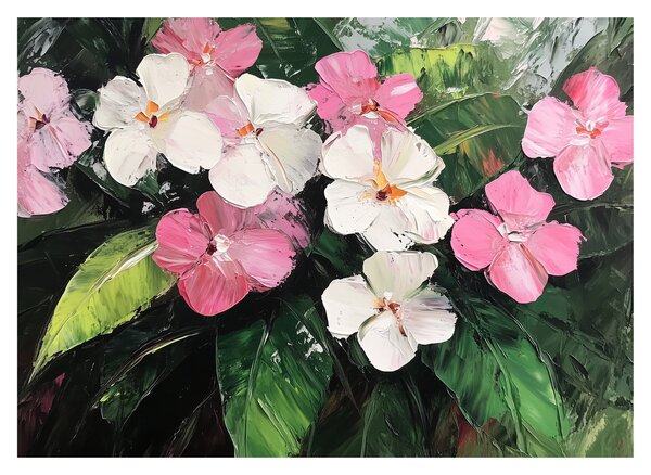 Obraz - Růžové a bílé květy (70x50 cm)