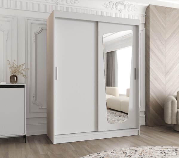 Šatní skříň 150 cm Mokka (bílá). Akce -21%