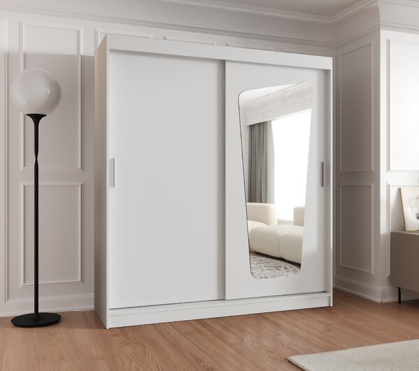 Šatní skříň 180 cm Mokka (bílá). Akce -20%