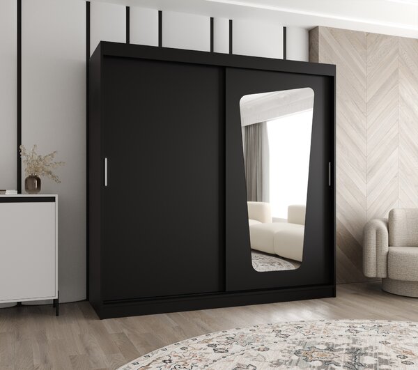 Šatní skříň 200 cm Mokka (černá). Akce -20%