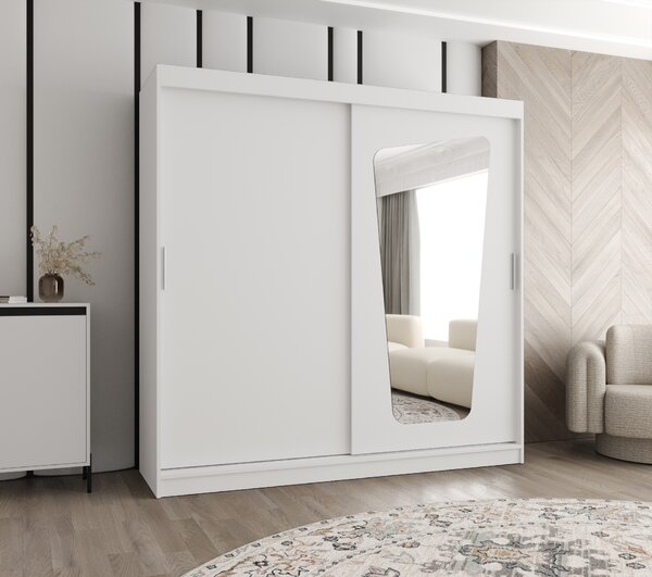 Šatní skříň 200 cm Mokka (bílá). Akce -20%
