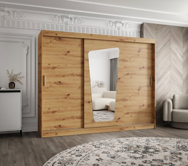 Šatní skříň 250 cm Mokka (dub artisan). Akce -21%