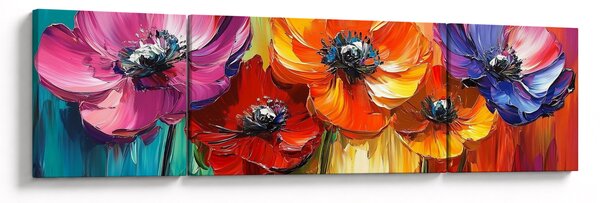 Obraz - Pět pestrobarevných květů (170x50 cm)
