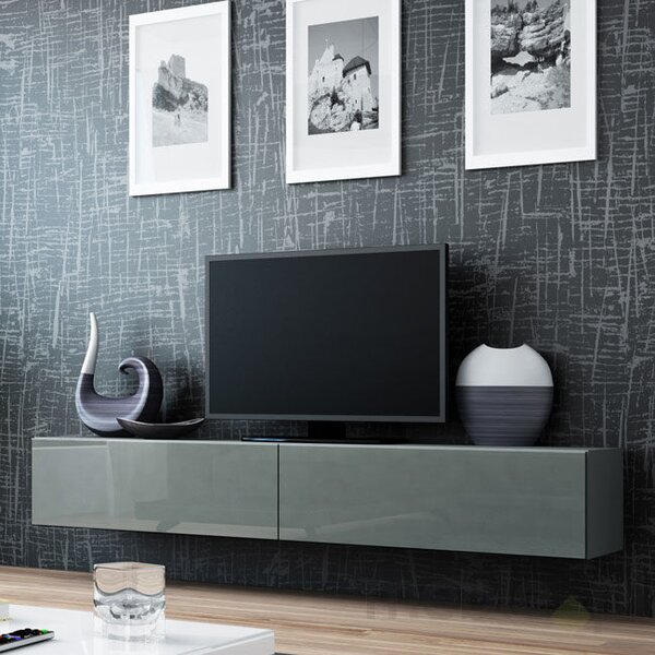 Moderní televizní stolek Igore 180, šedá/šedý lesk