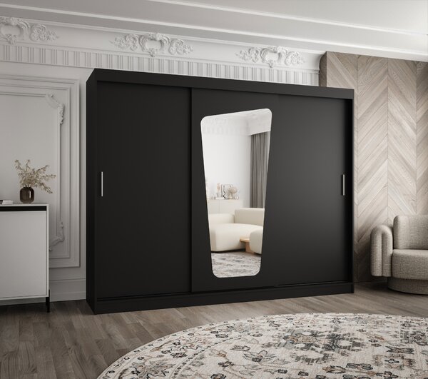 Šatní skříň 250 cm Mokka (černá). Akce -21%