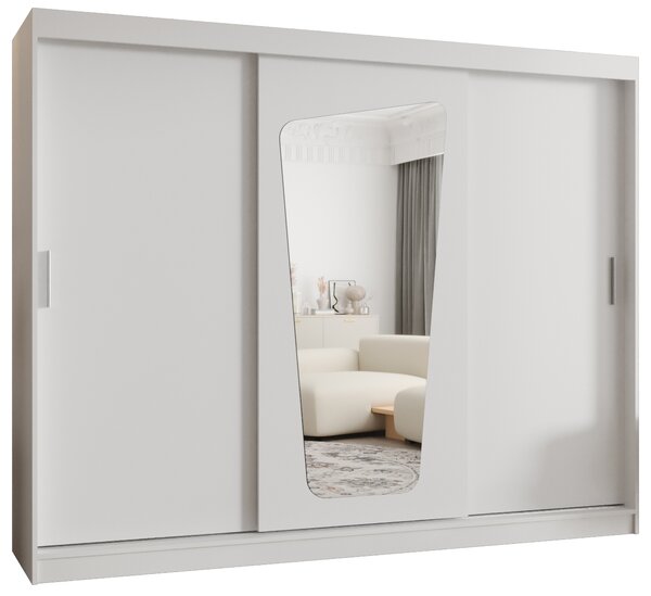 Šatní skříň 250 cm Mokka (bílá). Akce -21%