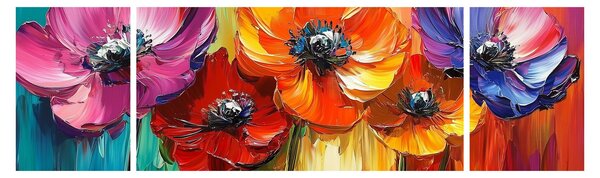 Obraz - Pět pestrobarevných květů (170x50 cm)