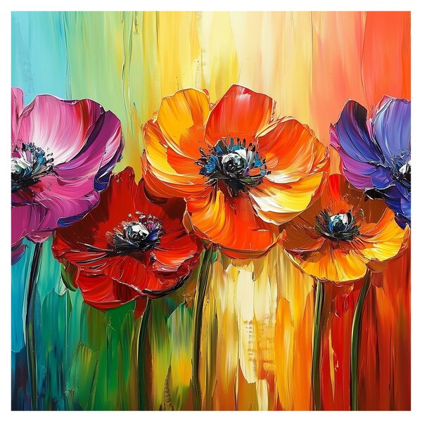 Obraz - Pět pestrobarevných květů (30x30 cm)