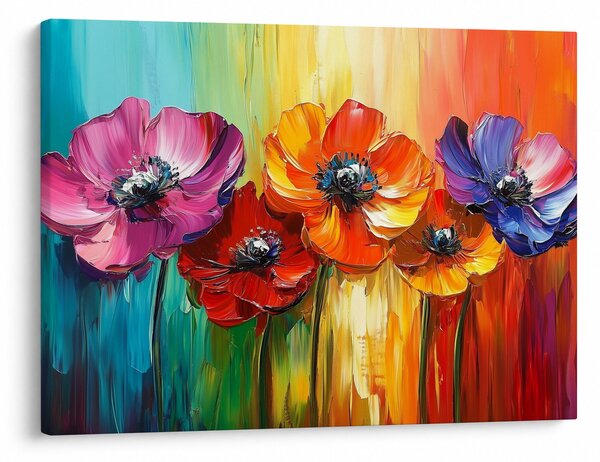 Obraz - Pět pestrobarevných květů (70x50 cm)
