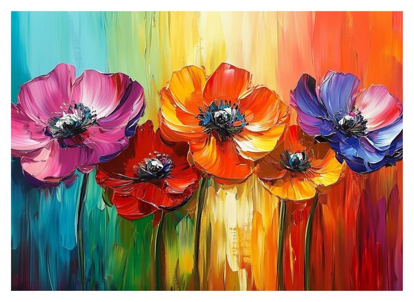 Obraz - Pět pestrobarevných květů (70x50 cm)