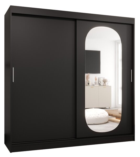 Šatní skříň 200 cm Ronny (černá). Akce -20%