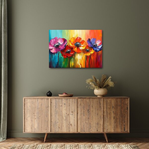 Obraz - Pět pestrobarevných květů (70x50 cm)