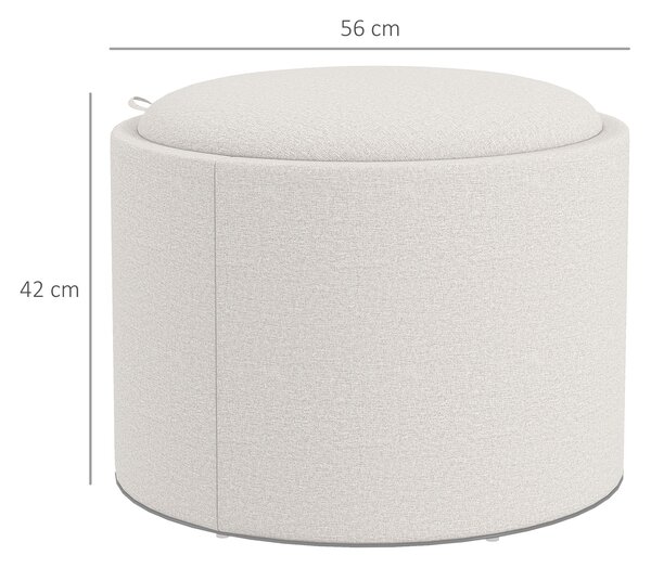HOMCOM Skladovací Ottoman Podnožka Deka Skladovací Krabice Polstrovaný Ottoman, Látka s Vzhledem Lnu 56 x 42 x 42 cm Krémová | Aosom