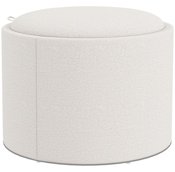 HOMCOM Skladovací Ottoman Podnožka Deka Skladovací Krabice Polstrovaný Ottoman, Látka s Vzhledem Lnu 56 x 42 x 42 cm Krémová | Aosom