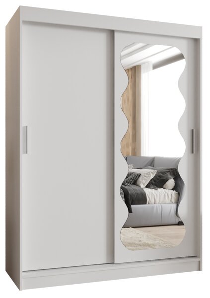 Šatní skříň 150 cm Spock (bílá). Akce -21%