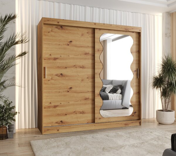 Šatní skříň 200 cm Spock (dub artisan). Akce -20%