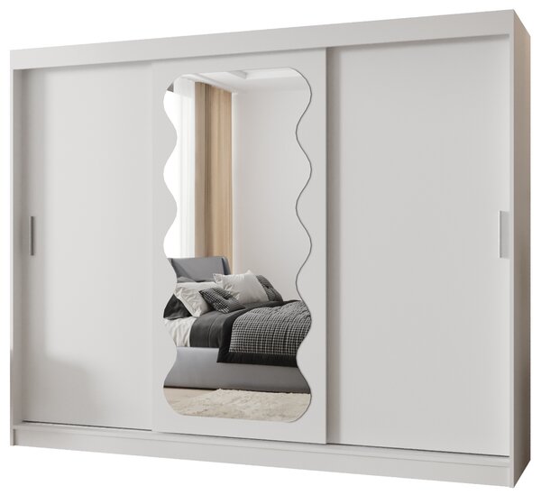 Šatní skříň 250 cm Spock (bílá). Akce -21%
