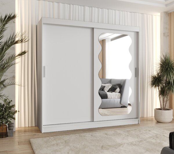 Šatní skříň 200 cm Spock (bílá). Akce -20%