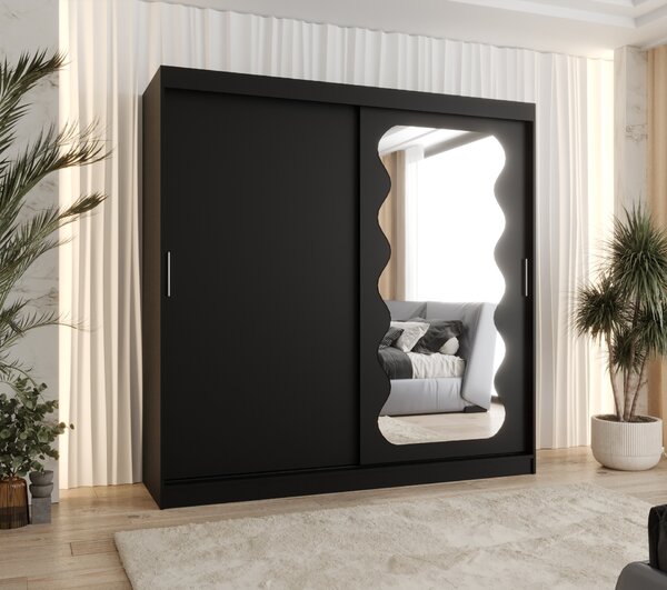 Šatní skříň 200 cm Spock (černá). Akce -20%