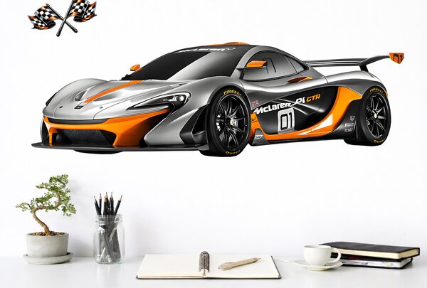McLaren P1 GTR textilní přelepitelná samolepka na zeď arch 47 x 15 cm