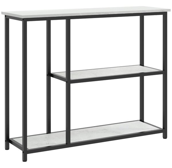 HOMCOM Konferenční stolek, Stůl do předsíně se 3 policemi, 100 x 30 x 80 cm, Boční stolek, Malý výstavní stolek pro malý prostor, Předsíň, Chodba, Obý