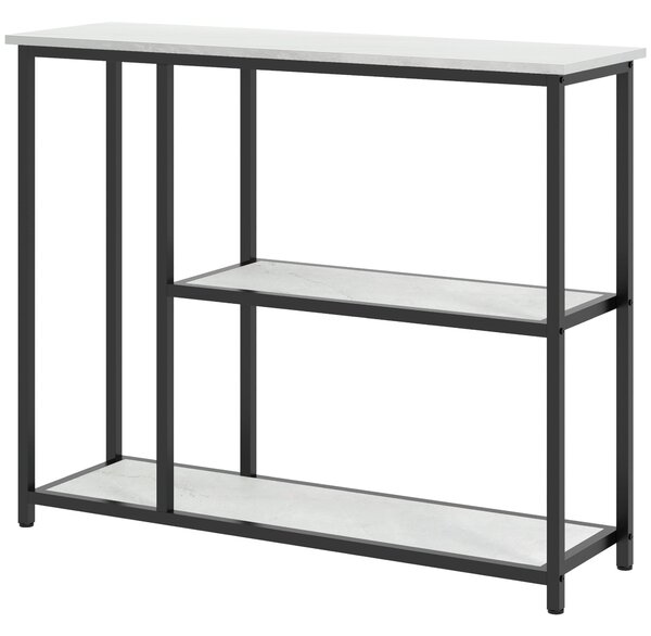 HOMCOM Konferenční stolek, Stůl do předsíně se 3 policemi, 100 x 30 x 80 cm, Boční stolek, Malý výstavní stolek pro malý prostor, Předsíň, Chodba, Obý