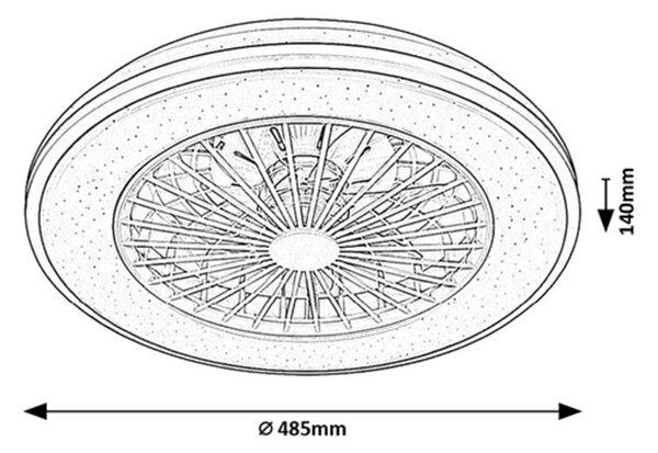 Rabalux Černo-bílé stropní LED svítidlo s ventilátorem Dalfon2 485mm 48W CCT s DO 71331