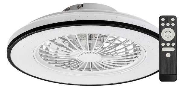 Rabalux Černo-bílé stropní LED svítidlo s ventilátorem Dalfon2 485mm 48W CCT s DO 71331