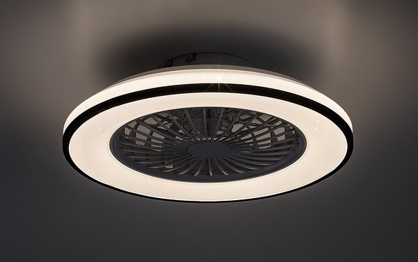 Rabalux Černo-bílé stropní LED svítidlo s ventilátorem Dalfon2 485mm 48W CCT s DO 71331