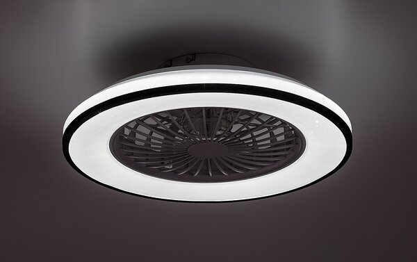 Rabalux Černo-bílé stropní LED svítidlo s ventilátorem Dalfon2 485mm 48W CCT s DO 71331