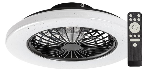 Rabalux Černé stropní LED svítidlo s ventilátorem Dalfon2 485mm 48W CCT s DO 71329